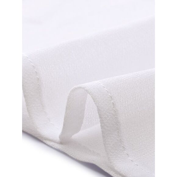 Plus Size Chiffon Blouse Ruffle Sleeve Double-Layered Shirt Work Tops White - Picture 5 of 5